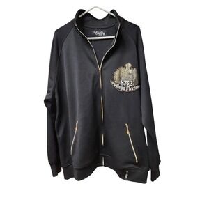 Eight 732 Royal Fleet Mens XL‎ Black Full Zip Track Jacket Gold Accents